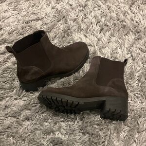 JOIE brown suede lug sole ankle boots